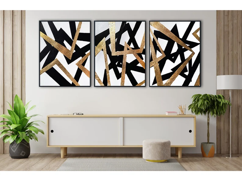 Твір «Gold Leaf Abstract Tryptych Art» (авт. - Олексій Жуков), 2021