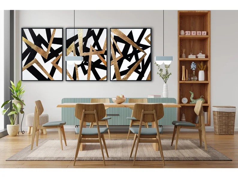 Твір «Gold Leaf Abstract Tryptych Art» (авт. - Олексій Жуков), 2021