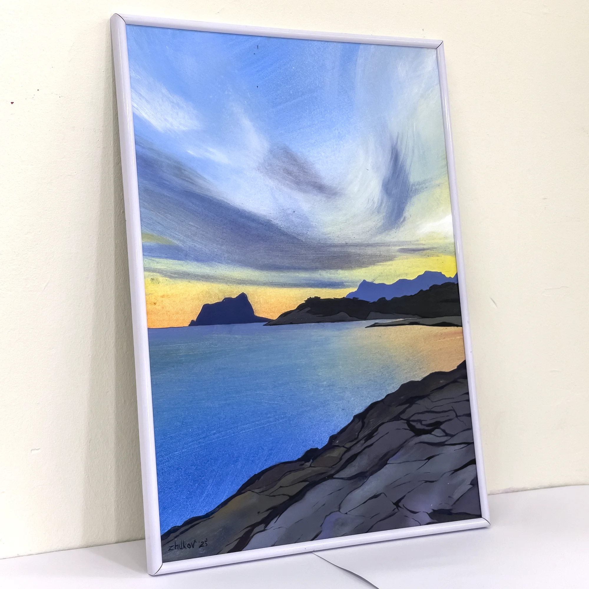 The artwork «Sunset over Moraira Bay» by Oleksiy Zhukov, 2025