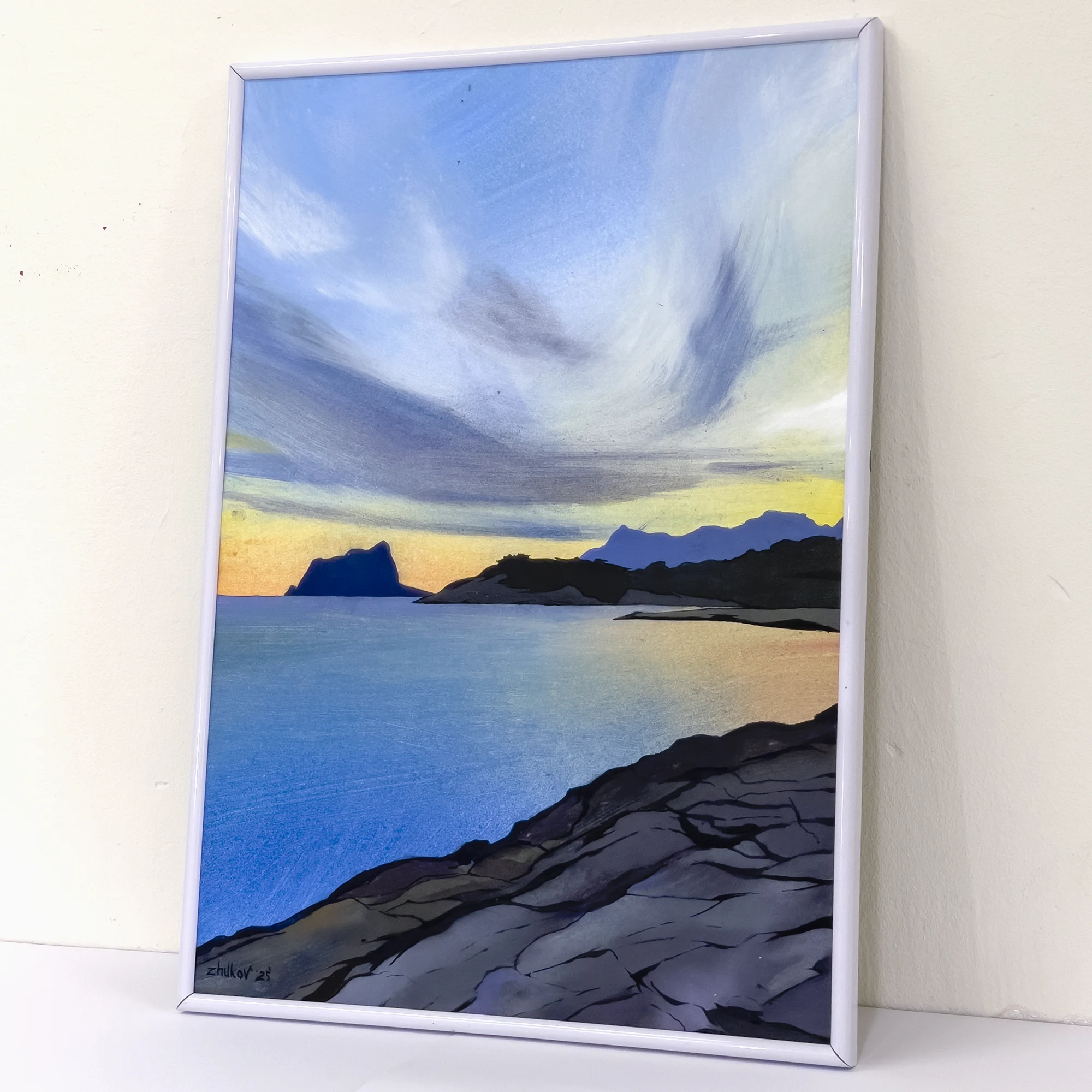 The artwork «Sunset over Moraira Bay» by Oleksiy Zhukov, 2025