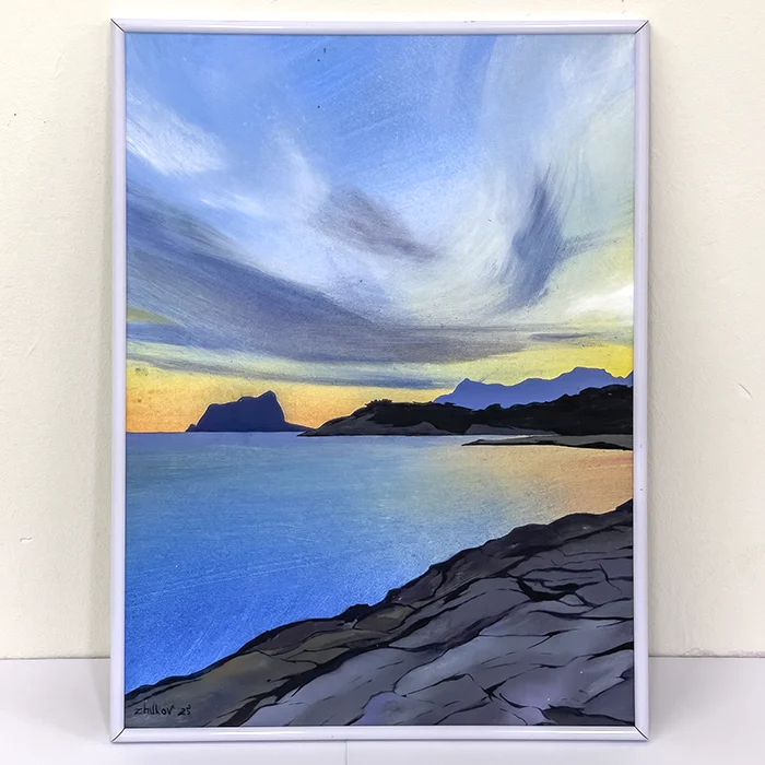 La obra del arte  «Sunset over Moraira Bay» • 2025 | Oleksiy Zhukov - @ozh.arts'